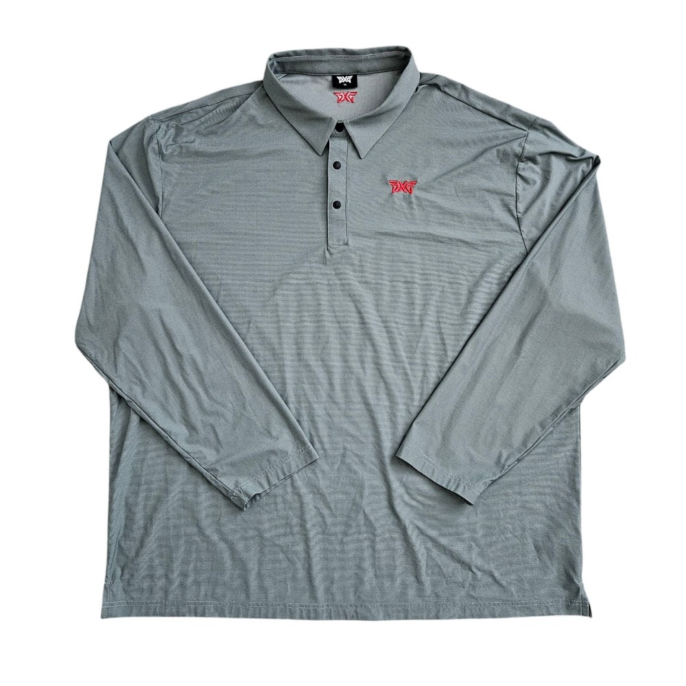 PXG Parsons Xtreme Golf (Mens 3XL) Gray Long Sleeve Polo Shirt Athletic Golfcore
